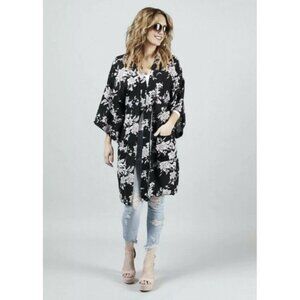 Womens One Size Spiritual Gangster Kimono Floral Print Cardigan Cover Up